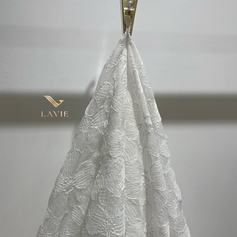 Vải Ren Hoa Mai cao cấp nhà Lavie, mềm mại duyên dáng, vải may váy, áo cưới, đồ lót, đồ nội thất