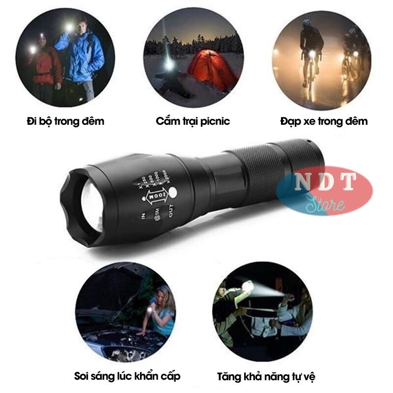 Đèn Pin Siêu Sáng T6 Cầm Tay Mini Cao Cấp Có Hộp Hợp Kim Chống Nước Kèm Sạc Siêu Tiện Dụng