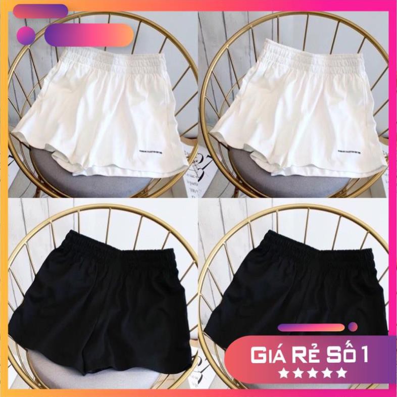 Quần Short Đũi Thêu Chữ Nhỏ Nữ [FREESHIP] 🌸 Shorts Đùi Ống Rộng, Sooc Cạp Chun Màu Trắng Đen,Sọt Ngắn Ulzzang 🌸