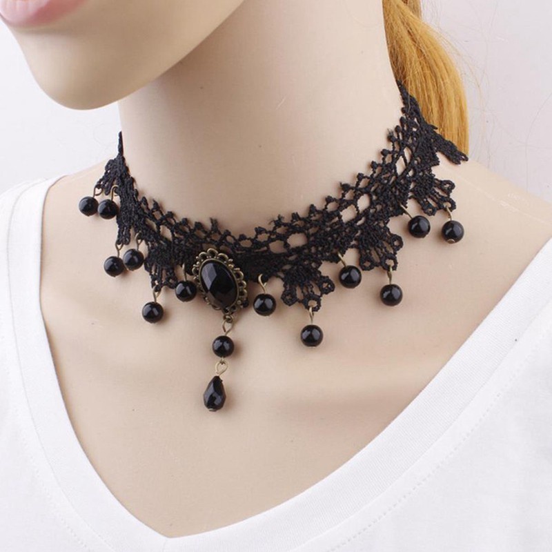 Vòng Cổ Choker Đính Hạt Giả Ngọc Trai Nhã Nhặn