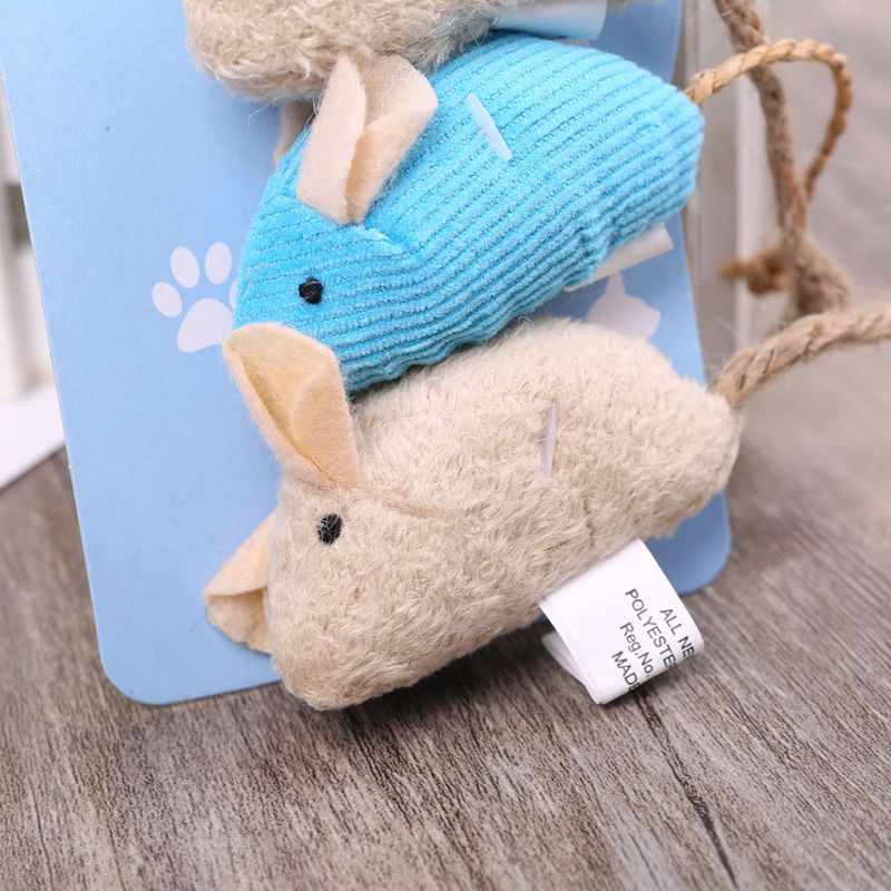 Set 3 chuột đồ chơi nhồi bông phát âm thanh vui nhộn cho mèo