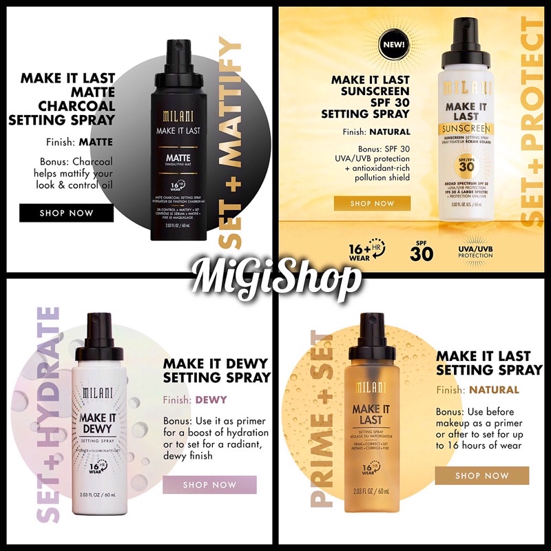 [Hàng Mỹ] Xịt Khoá Nền Giữ Lớp MakeUp Milani Make It Last/ Dewy | BigBuy360 - bigbuy360.vn
