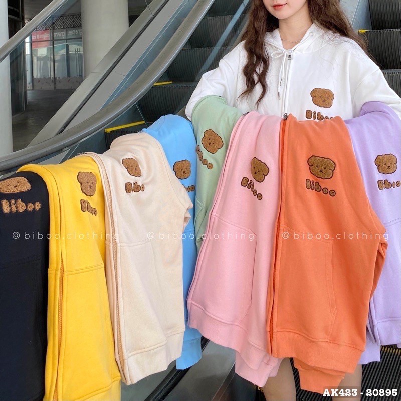 Áo Khoác Nữ Nỉ Bông Dày Dặn Thêu Gấu Form Rộng Chất Siêu Đẹp Áo Khoác Jackets Thun Nỉ Nữ Thêu GẤU BIBOO - AK3423 | BigBuy360 - bigbuy360.vn