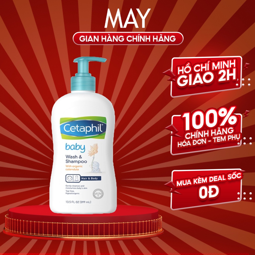 Sữa tắm gội dịu nhẹ cho bé Cetaphil Baby Wash & Shampoo with Organic Calendula 400ml