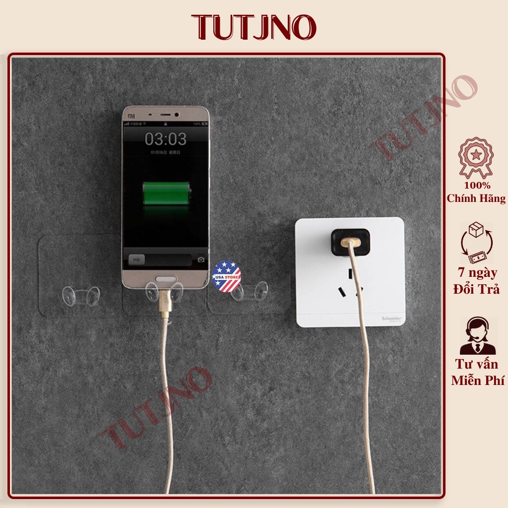 Móc Dán Chân Không Treo PHÍCH CẮM Ổ Điện, Móc Dính ĐỠ ĐIỆN THOẠI Khi Sạc