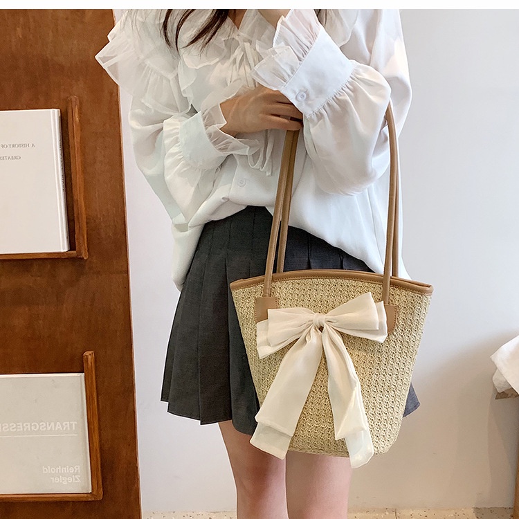 Túi đeo vai IELGY đan rơm sức chứa lớn thời trang cho nữ