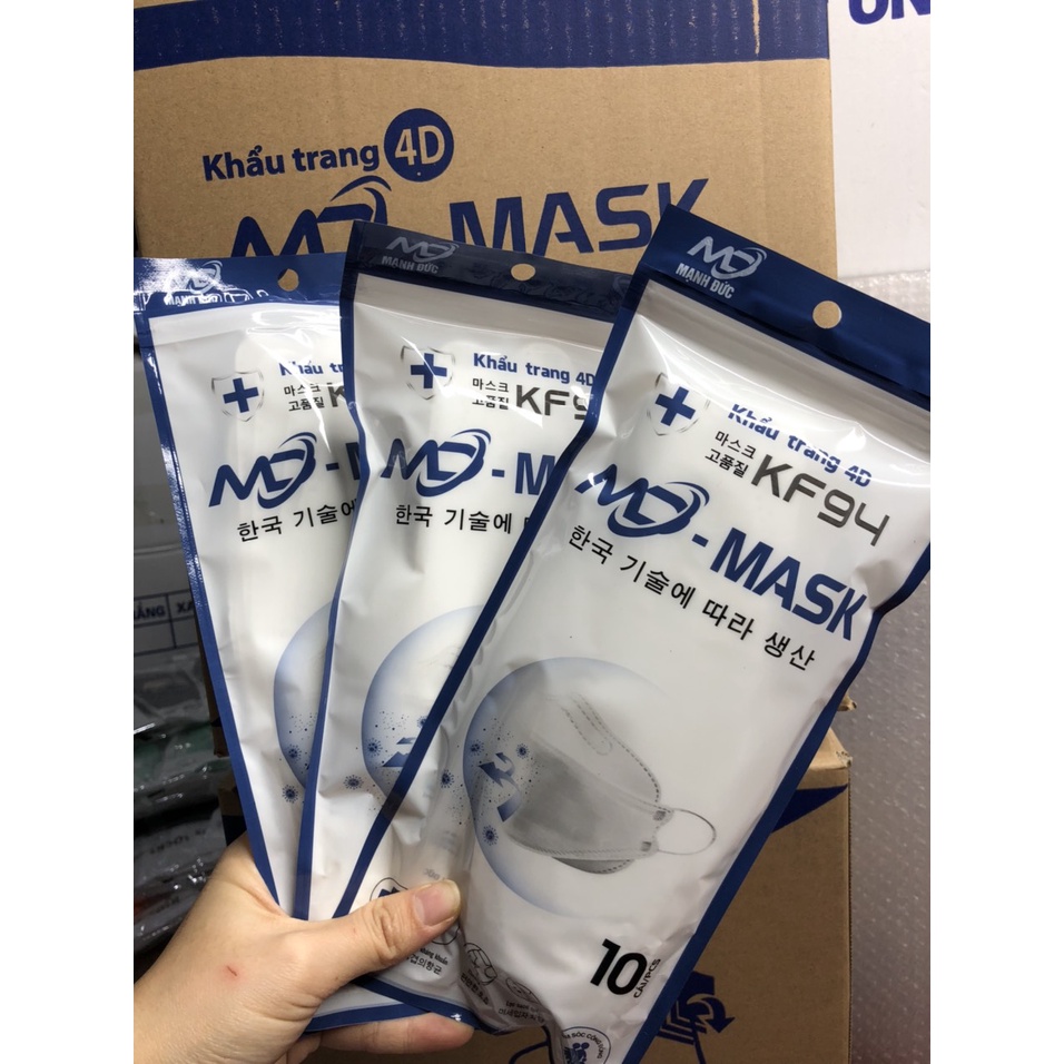 Sỉ 1 thùng khẩu trang cá KF94 4D Tuấn Huy, Mạnh Đức (300 cái) chống bụi mịn, kháng khuẩn, quai mềm không đau tai