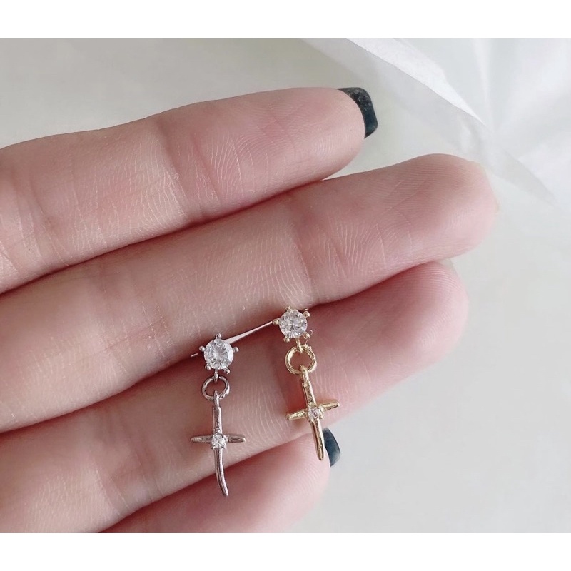 1 CHIẾC Bông tai THÉP Y tế đính đá