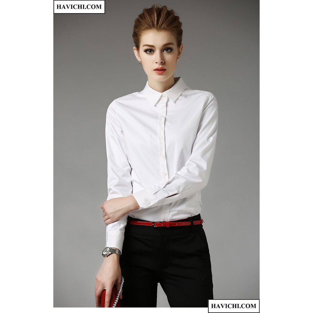 Áo sơ mi nữ trắng 𝐅𝐑𝐄𝐄𝐒𝐇𝐈𝐏 Dáng suôn Unisex thoáng mát, không nhăn mềm mịn, phong cách