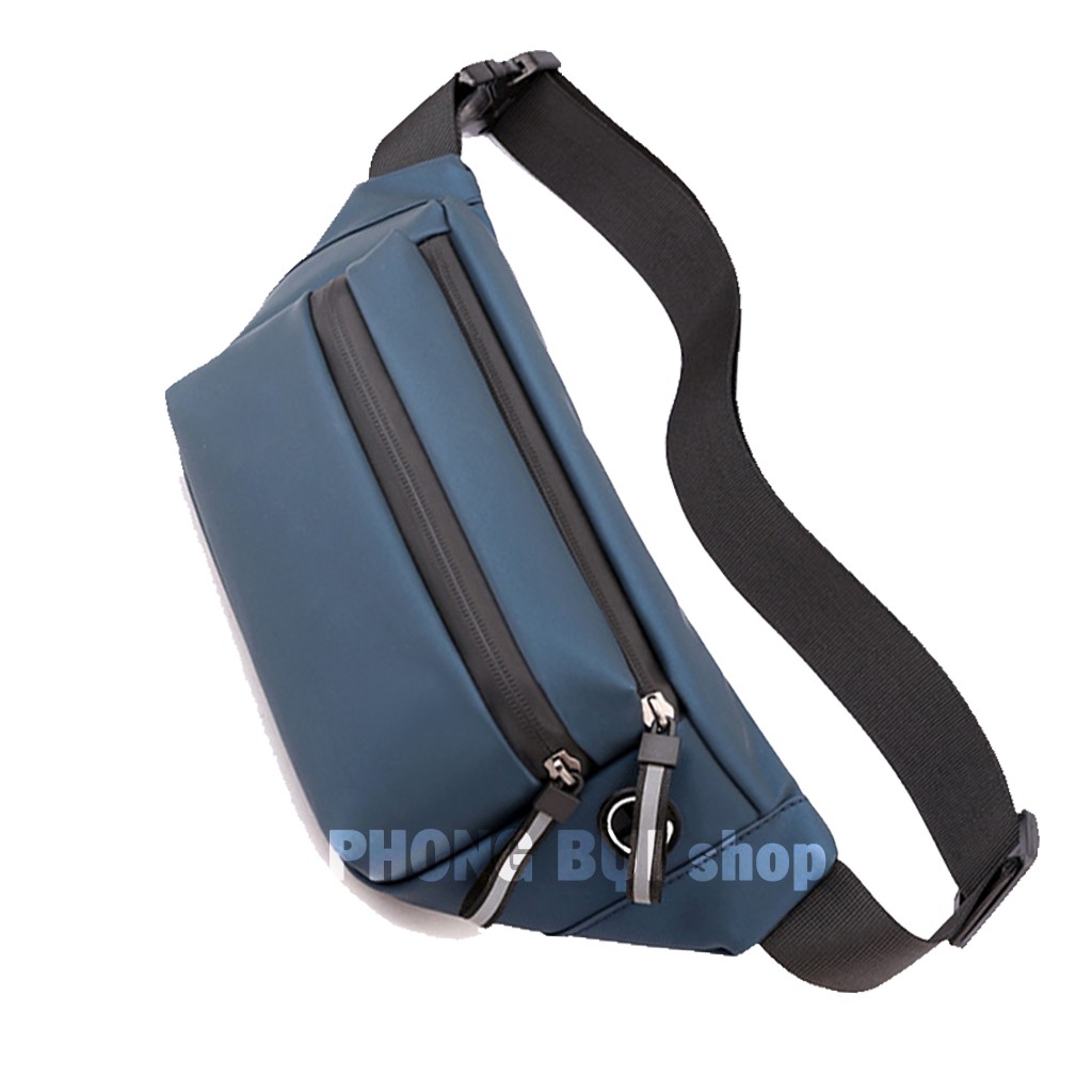 Túi Bao Tử Đeo Chéo Phản Quang Vải Trơn Bóng Chống Nước Cao Cấp, Túi Đeo Hông