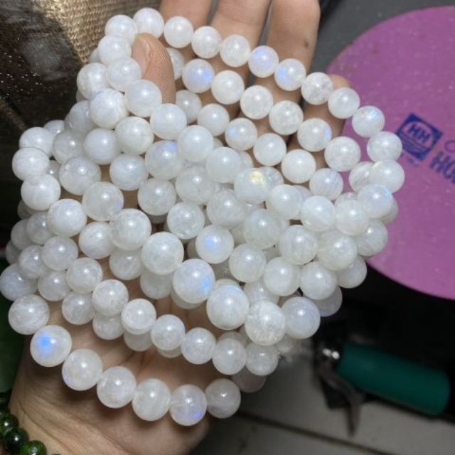 Vòng tay đá màu trắng Moon.stone size 7.5mm