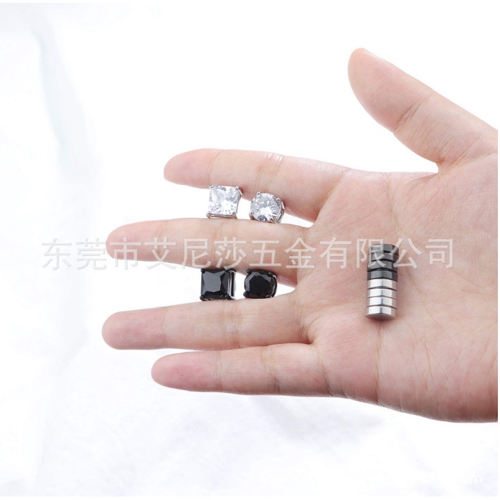 Set 6 Đôi Bông Tai Nam Châm Ko Cần Bấm Lỗ Tai Titan Ko Han Rỉ TT 4356