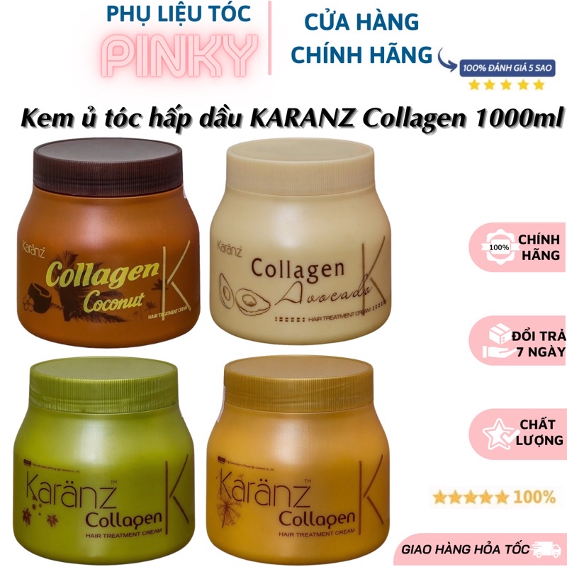 Kem Ủ tóc Collagen Karanz 1000ml giúp phục hồi và tái tạo tóc khỏe