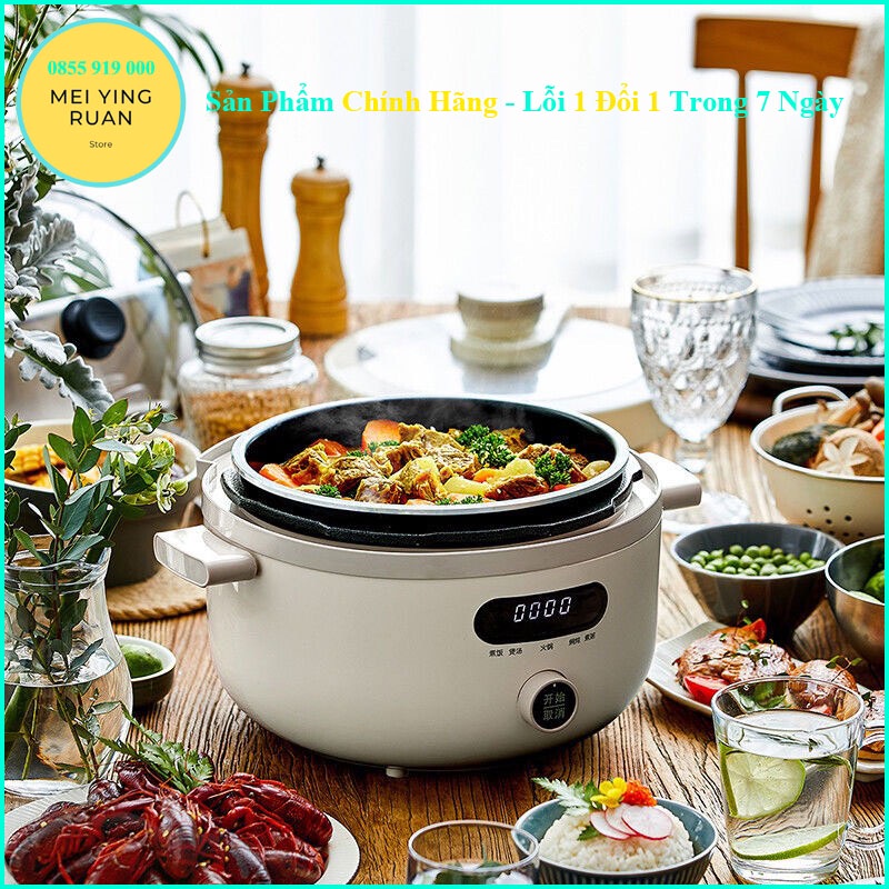Nồi áp suất điện đa năng BEAR dung tích 4L - 1300W  màu trắng , bảo hành 12 tháng
