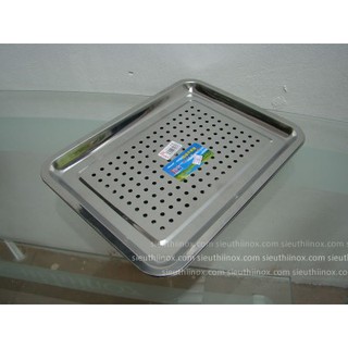 khay inox 2 lớp để ấm chén