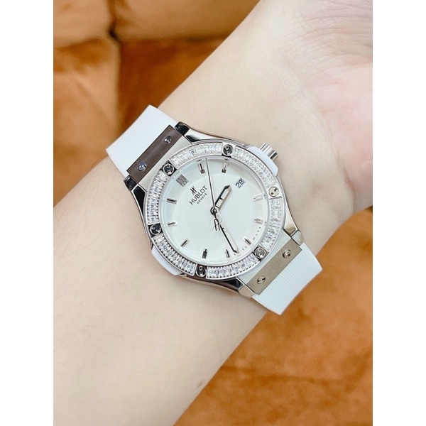 HUBLOT Đồng Hồ Nam Nữ Viền Đá Hàng Cao Cấp Máy Quartz 34/38/42mm