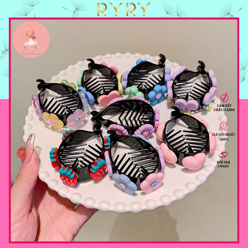 Kẹp Tóc Búi Vòng Đính Hoa Xinh Xắn Cho Bé Gái