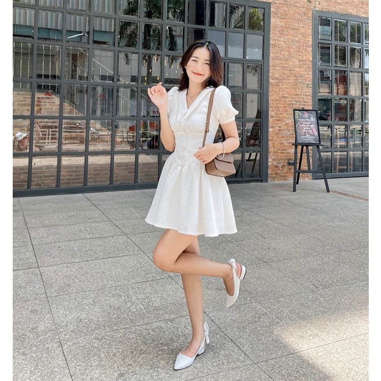 [NEW DRESS]VÁY XỐP KHUY NGỌC TAY BỒNG “MISUDRESS” TIỂU THƯ
