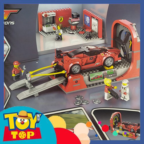 Bộ đồ chơi Non - lego city sy 6786 lắp ráp xếp hình Fast : Trạm bảo dưỡng xe đua màu đỏ Ferrari FXX K
