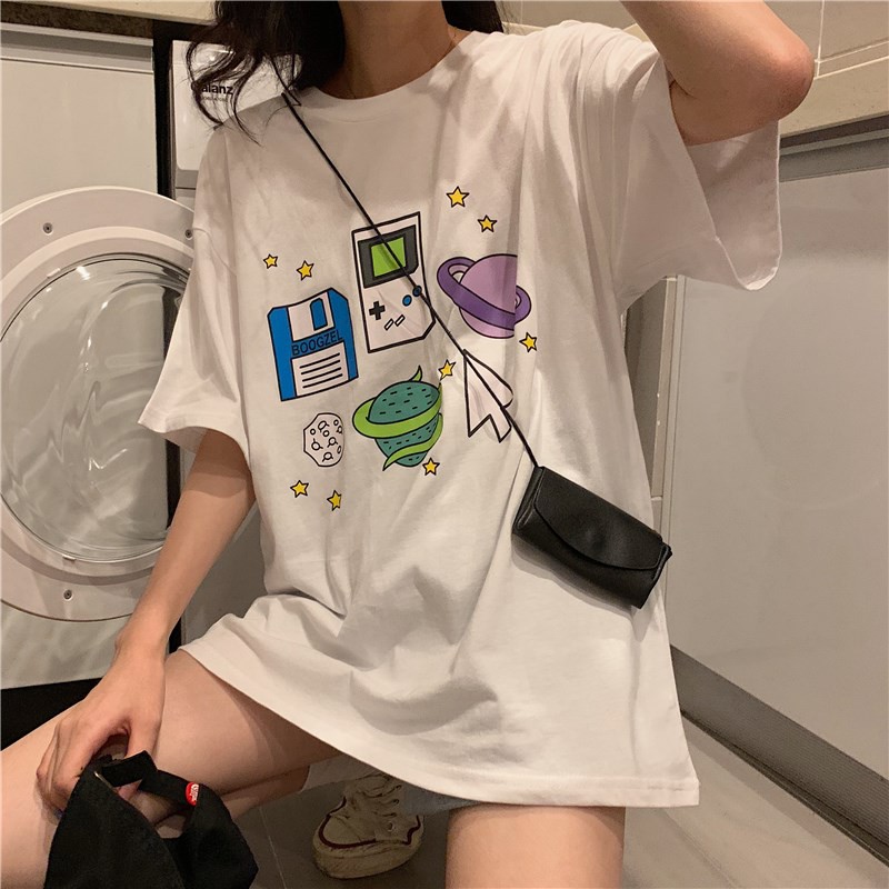 Áo thun tay lỡ unisex hoạ tiết vũ tru đa sắc màu B052 | BigBuy360 - bigbuy360.vn