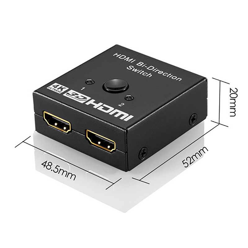 HDMI Splitter Switch, One Point Two Bidirectional Switch 2 in 1 Out TV 2 in 1 Display Set-Top Box Distributor