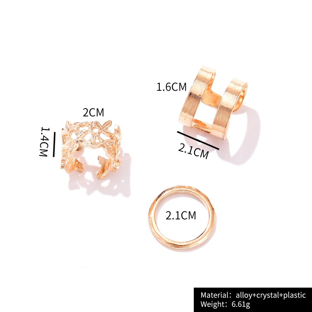 Bộ 3 chiếc nhẫn lá cây thời trang