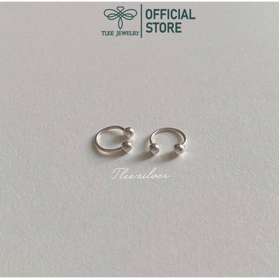 Khuyên tai bạc TLEE bi hai đầu chốt vặn dáng cong TLEE JEWELRY B0272