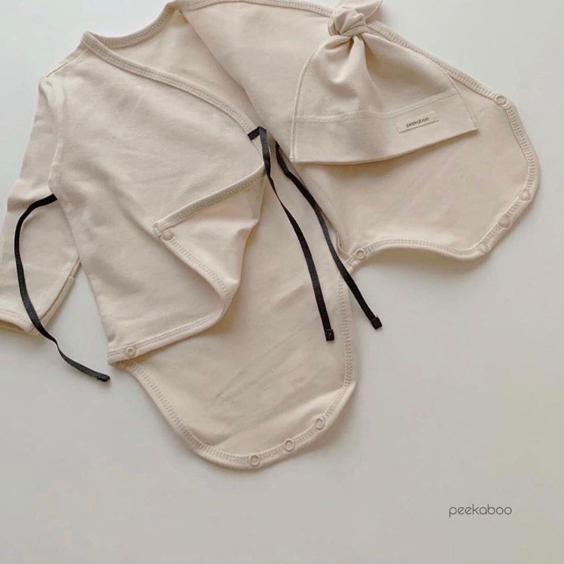 Set sơ sinh kèm nón Modal #peekaboo cho bé trai/bé gái từ 0-3m