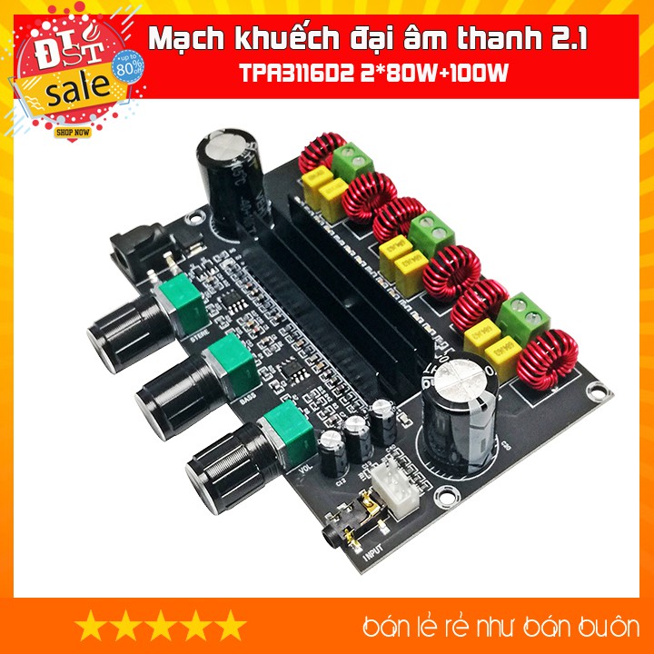 Mạch khuếch đại âm thanh công suất kỹ thuật số TPA3116D2 2.1 kênh stereo 2 * 80W + 100W - Hàng chất lượng cao