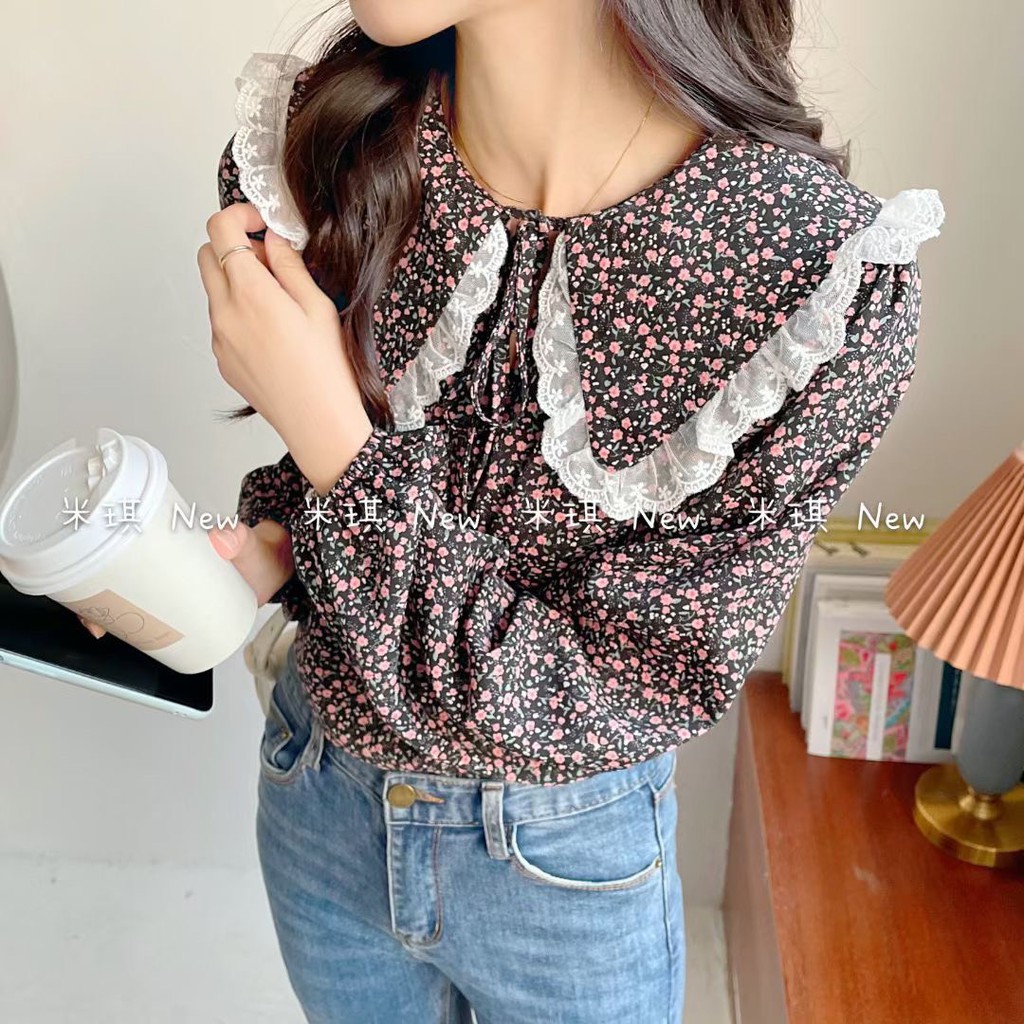 Áo sơ mi cổ sen viền bèo Ulzzang styleHàng Quảng Châu