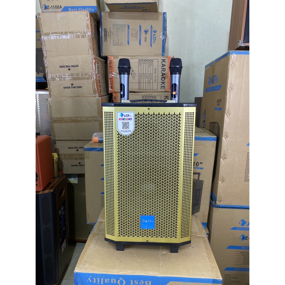 Loa kéo Azpro 1108A - Bass 25 (Có Reverb) - 2 Micro không dây