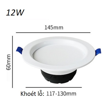 Đèn Âm Trần Downlight 12W, Đèn Phòng Ngủ, Đèn Trần, A12