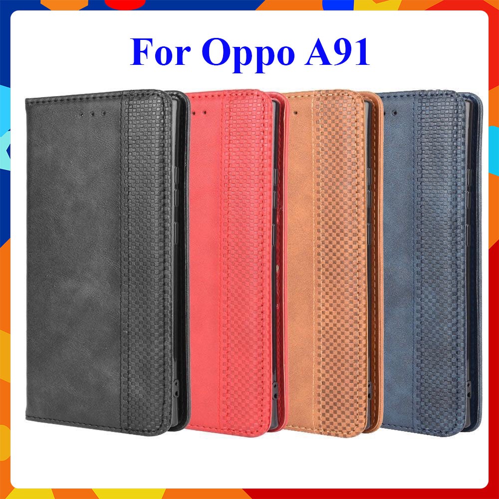 Bao da dạng ví Oppo A91 (cam kết xịn) hit nam châm, ngăn đựng thẻ tiền tiện lợi