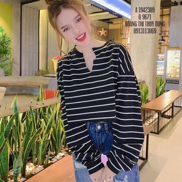 Áo kẻ croptop hàng đẹp