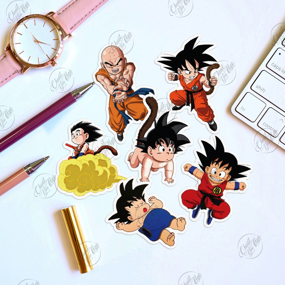 Combo 25/50/75 sticker chống nước hình dán decal Son Goku 7 viên ngọc rồng Dragon Ball