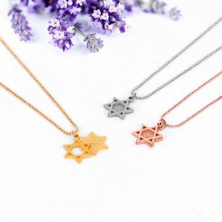 Dây chuyền nữ titan cao cấp hình ngôi sao 2 lớp phun cát siêu đẹp, bền màu, hợp thời trang