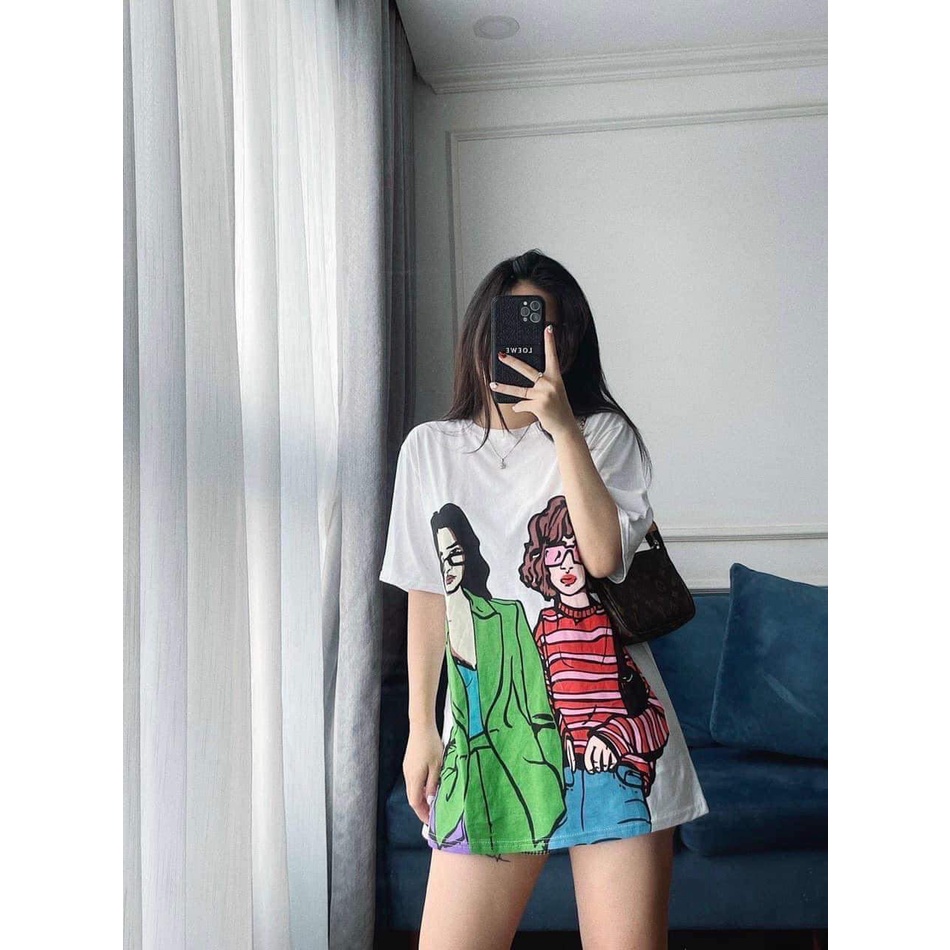 [FREESHIP, ẤN TƯỢNG] ÁO THUN, ÁO PHÔNG NỮ IN 5D 2 CÔ GÁI NÉT CĂNG CỰC PHONG CÁCH TEENS FASHION