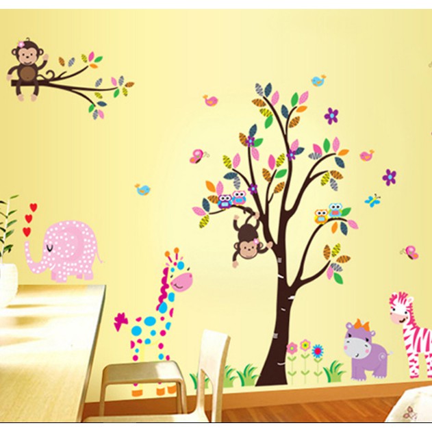 Decal trang trí vườn Thú sắc màu- size lớn