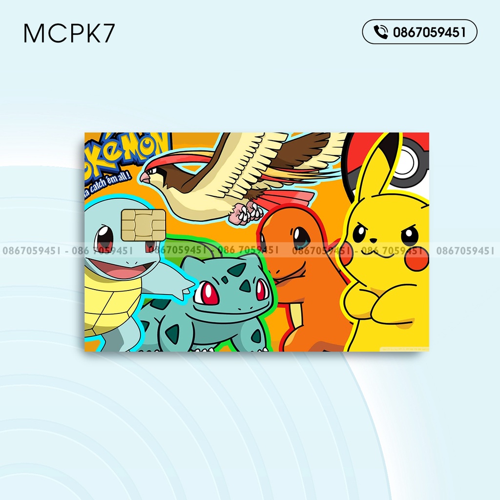 TonyNguyenSkin | Miếng Dán Skin Thẻ ATM, Thẻ Ngân Hàng, Thẻ Xe, Thẻ Chung Cư in hình Pokemon Pikachu