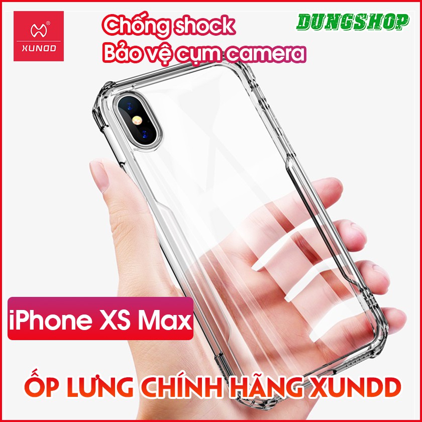 Ốp lưng XUNDD iPhone XS Max - Chống shock, Mặt lưng trong, Chính Hãng - Beatle Series ( Trong Suốt / Xám Trong )