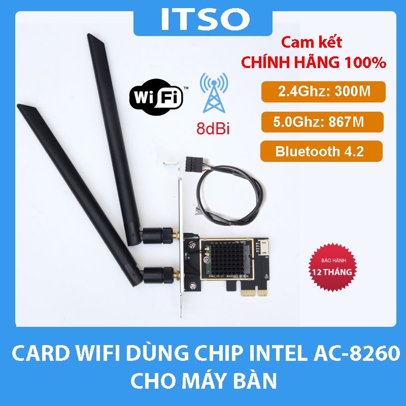 Card WIFI Intel AC 3168 7265 9260 AX200 AX210 có tản nhiệt cho máy bàn