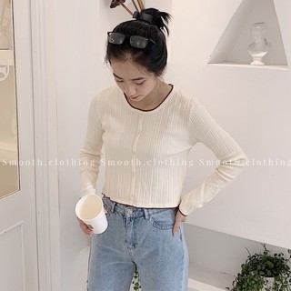 Áo len gân viền