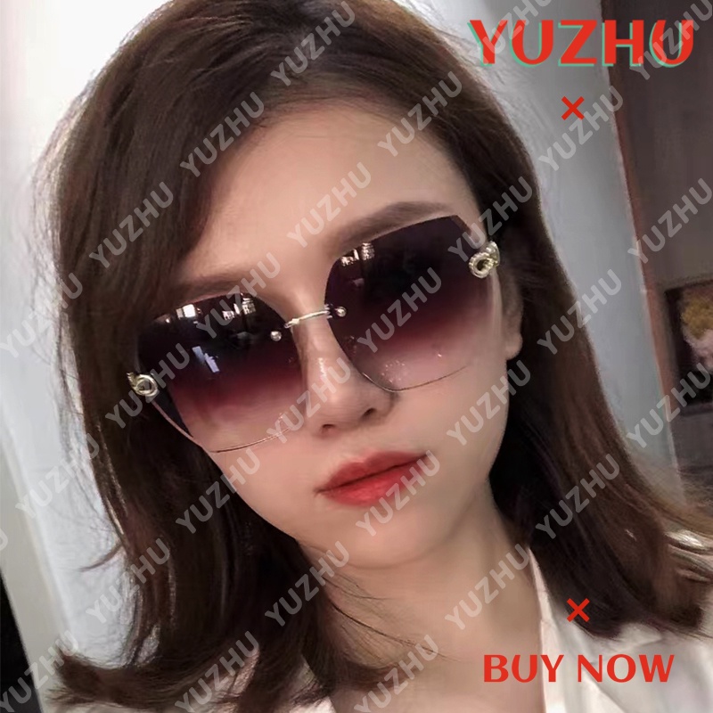 (YUZHU) Kính Râm Không Viền Vuông Màu Gradient Thời Trang Đi Biển Ngoài Trời