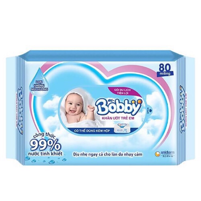 Khăn ướt Bobby 80 tờ