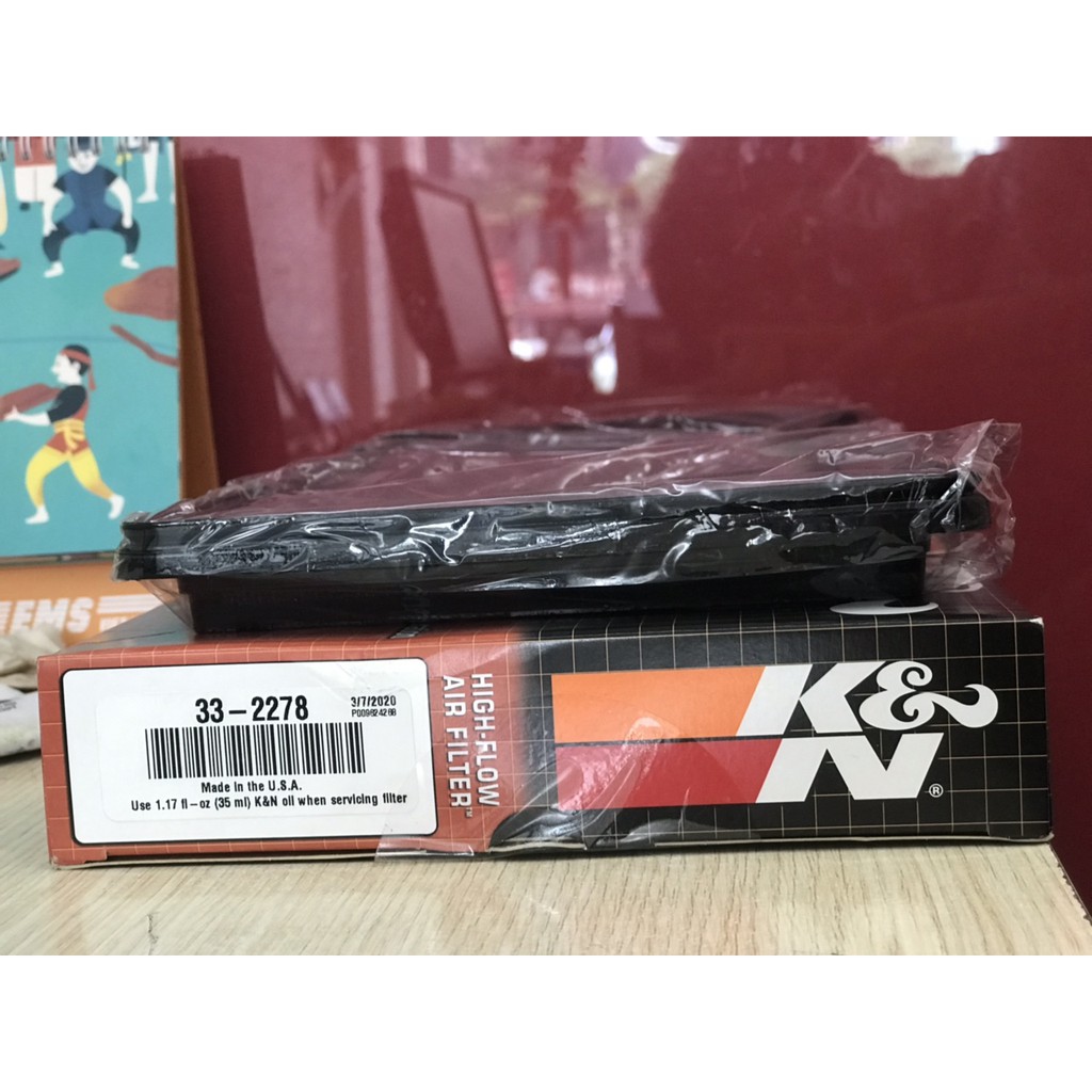 Lọc gió động cơ K&N 33-2278 cho xe  Mazda 6  1.8 2.0  2.2 ;  FORD ESCAPE 2.3 2002-2012
