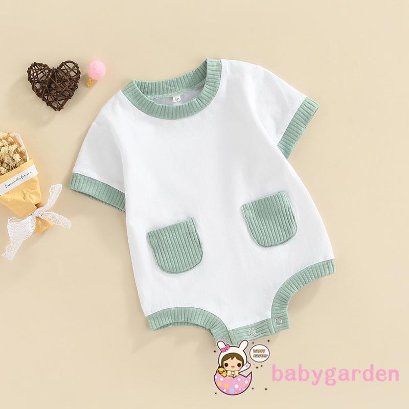 Áo Liền Quần Ngắn Tay Cổ Tròn Thời Trang Mùa Hè Cho Bé 0-12 Tháng Tuổi