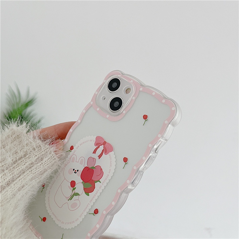 Ốp lưng iphone Ốp Điện Thoại Họa Tiết Thỏ / Hoa Cho iphone13Promax 12 xs / xr / 6Plus-14 Dinuo case