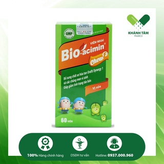 Viên nhai Bio-Acimin Chew F vị sữa - Bổ sung chất xơ, hết táo bón - Bioacimin _Khánh Tâm