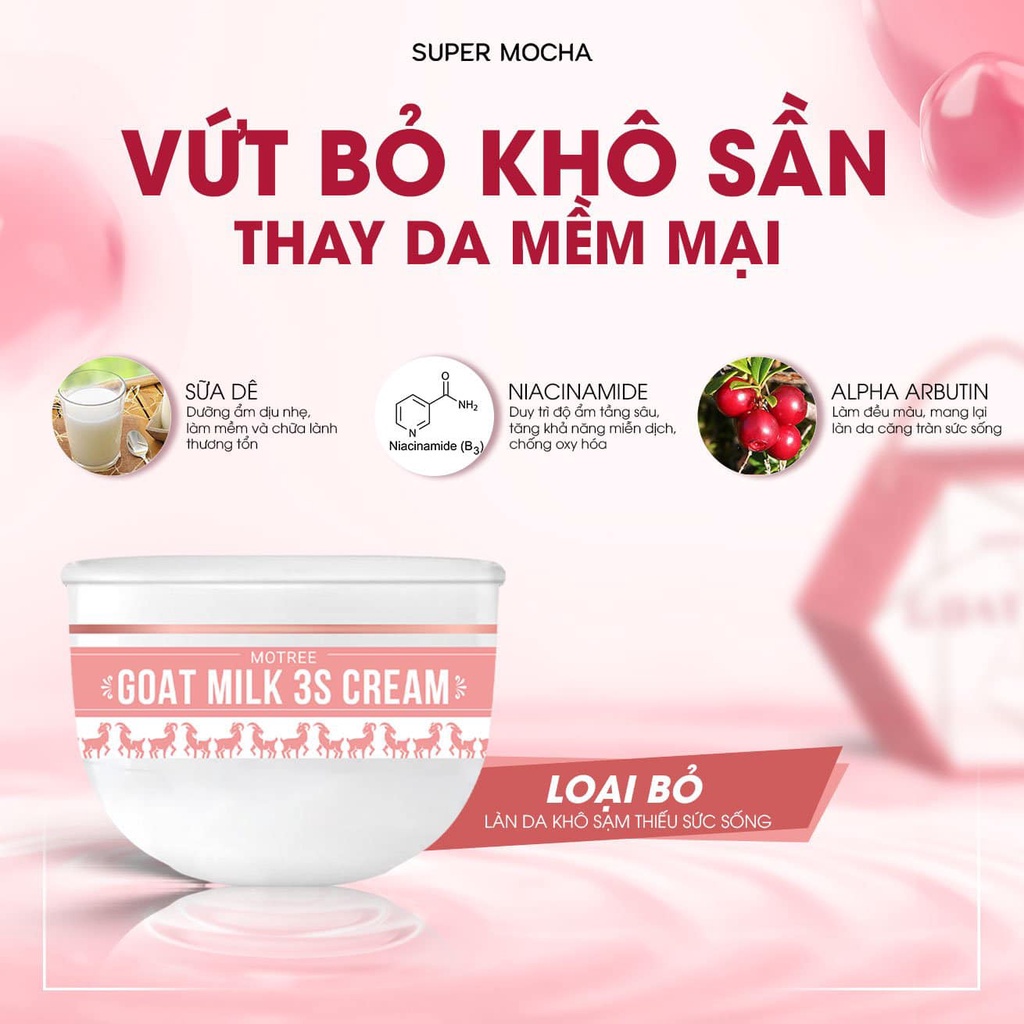 Kem body bơ sữa và kem body sữa dê SUPER MOCHA, combo kem dưỡng trắng da, dưỡng ẩm làm mịn da