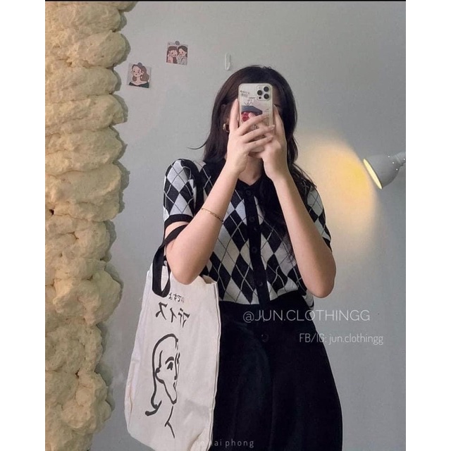 ÁO LEN NỮ POLO CROPTOP HÌNH QUẢ NHÁM CHẤT ĐẸP | BigBuy360 - bigbuy360.vn